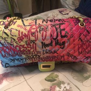 leather quilt effect urban crossbody purse